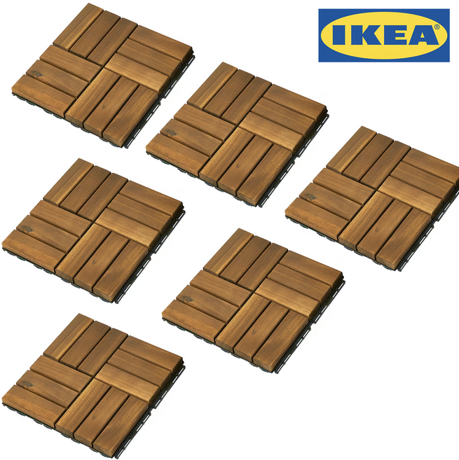 이케아 룬넨 바닥재 데코타일 조립마루, 6개, 아카시아(원목)
