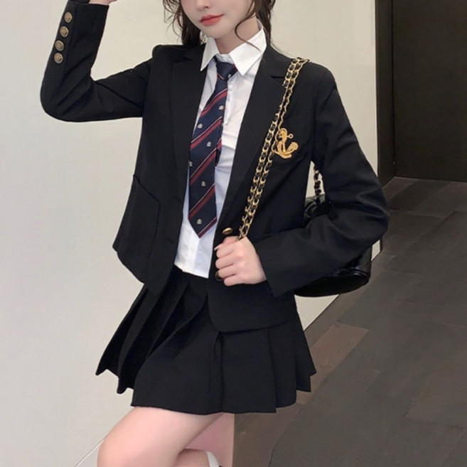교복 블랙 영국 대학생 치마 여자 마이 세트 동복 학생의류 교복세트 여성의류 코스튬의상