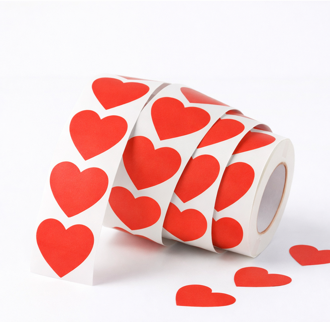 풍수지리 재물운 하트 스티커 500매 1롤, 1개, 레드