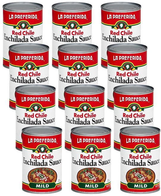 La Preferida 멕시코 음식 레드 칠리 엔칠라다 소스 엔칠라다용 순한 레드 칠리 소스 12캔, 12개