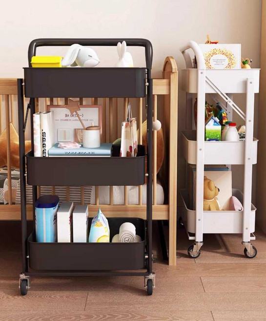 설렘공장 책상밑수납카트 책꽂이 수납장 수납 도서 북카트 웨건, 2층 화이트