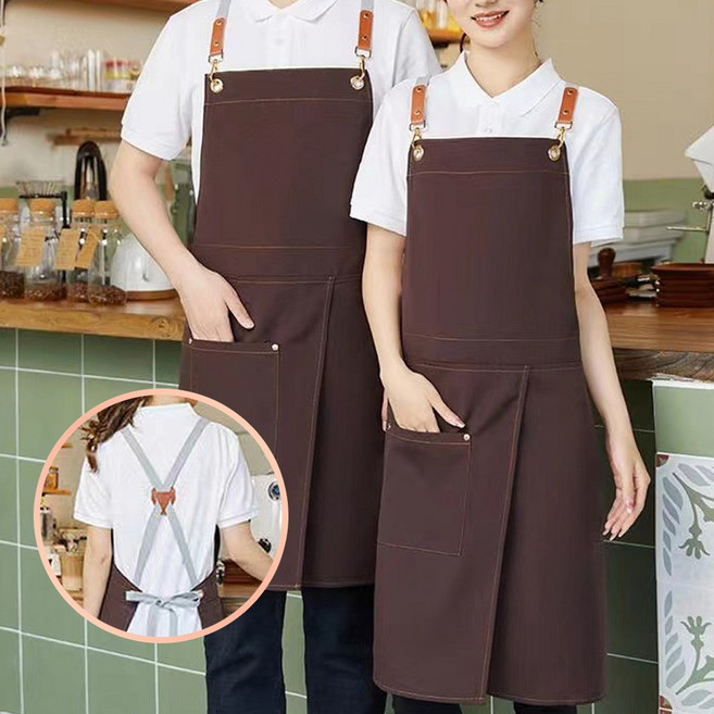 모아무어 사선트임 남여공용 방수 업소용 앞치마, 1개, 브라운