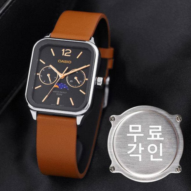 무료각인 카시오 MTP-M305L-1A 클래식 빈티지 문페이즈 카플워치 남자 가죽 시계 d