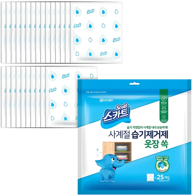 스카트 사계절 습기제거제 옷장 쏙 본품 25p, 750g, 1개 - 쿠팡