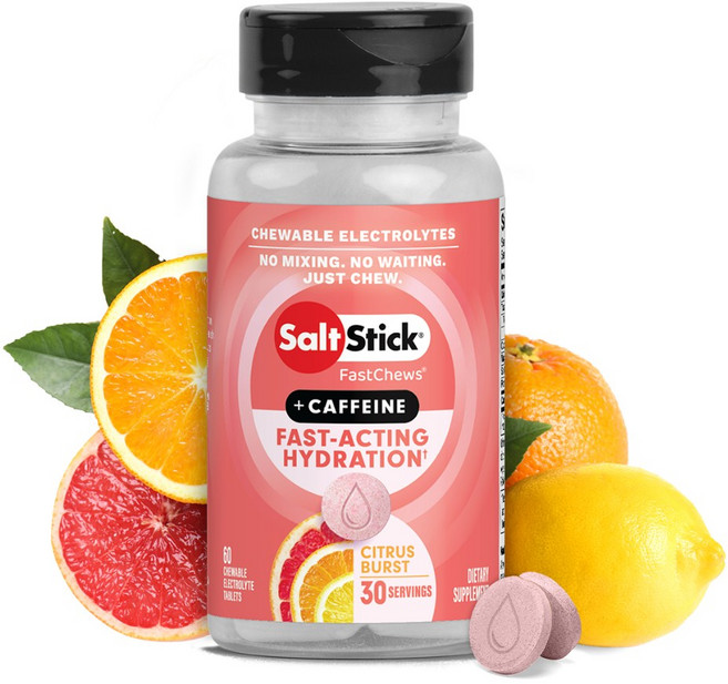 SaltStick 電解質咖啡因口含錠 柑橘口味 60入, 1個, 柑橘派對+咖啡因(60入)2027.07