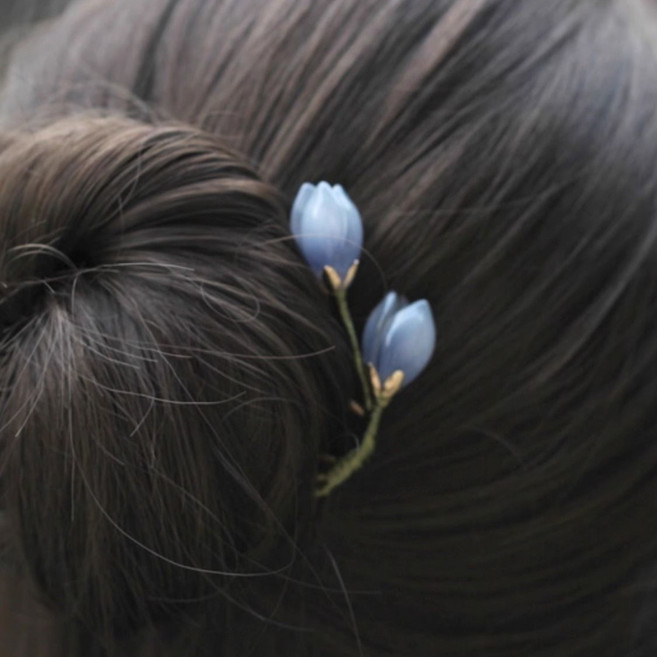 YIEUN 튤립U핀1 올림머리 포니테일 뒤꽂이 쪽진머리 웨딩 드레스 한복 고급비녀