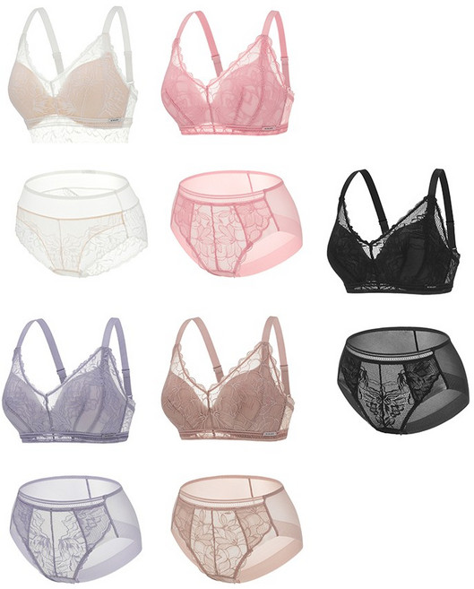 시슬리 라이크라 레이스 브라 팬티 5세트