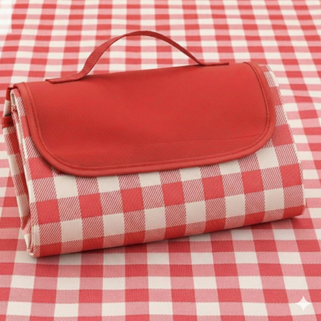 SAMBUEVER 두꺼운 다용도 휴대용 캠핑 방수 돗자리 체크 무늬 피크닉 매트 대형 돗자리, 레드