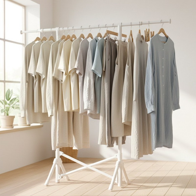 FODOSS 접이식 빨래건조대 원터치 건조 행거 튼튼한 이불 옷 다용도 건조대, 흰색