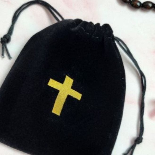 [3323] 크로스 패턴 블랙 벨벳 주머니 9cmx12cm, 1개, 상세페이지 참조