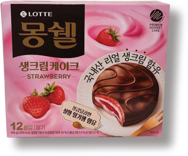 몽쉘 생크림케이크 딸기, 34g, 24개