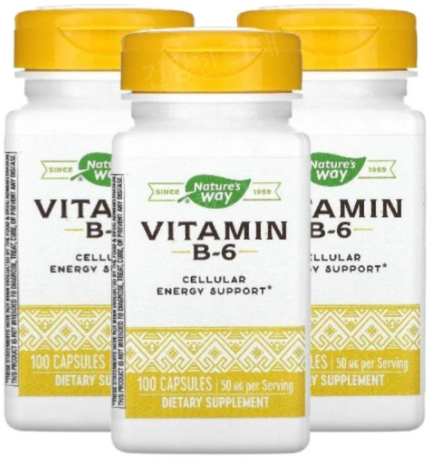 네이처스웨이 비타민비 B6 피리독살 50mg 100캡슐 3개 피리독신 VitaminB, 100정 - 쿠팡