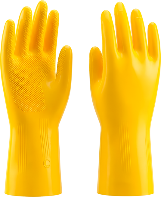 슈퍼터프 고중량 공업용 천연 라텍스 안찢어지는 고무장갑, 5개, 대형(L), 옐로우