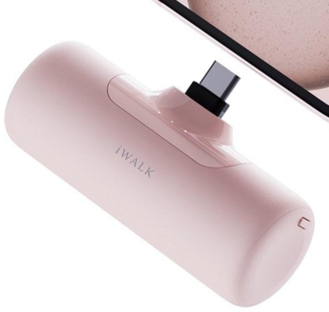 아이워크 iWALK 도킹형 미니 보조배터리 고속충전 일체형 4500mAh 아이폰 C타입 휴대용 잔량표시, 핑크