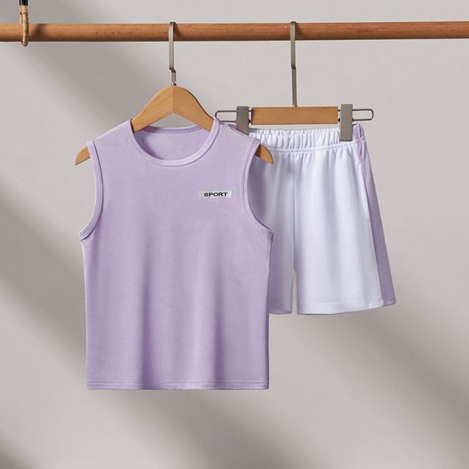 UPPERCUT 아동 민소매 상하복세트 초등학생 여름 기능성 트레이닝복 메쉬 민소매+반바지 세트 남녀공용