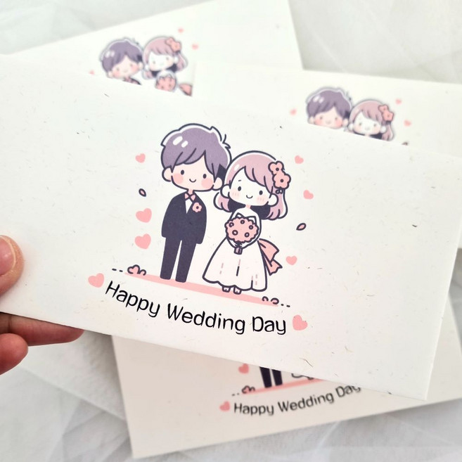 예쁜 결혼식 축의금 봉투 커플 봉투 5장+스티커 5개, 1SET
