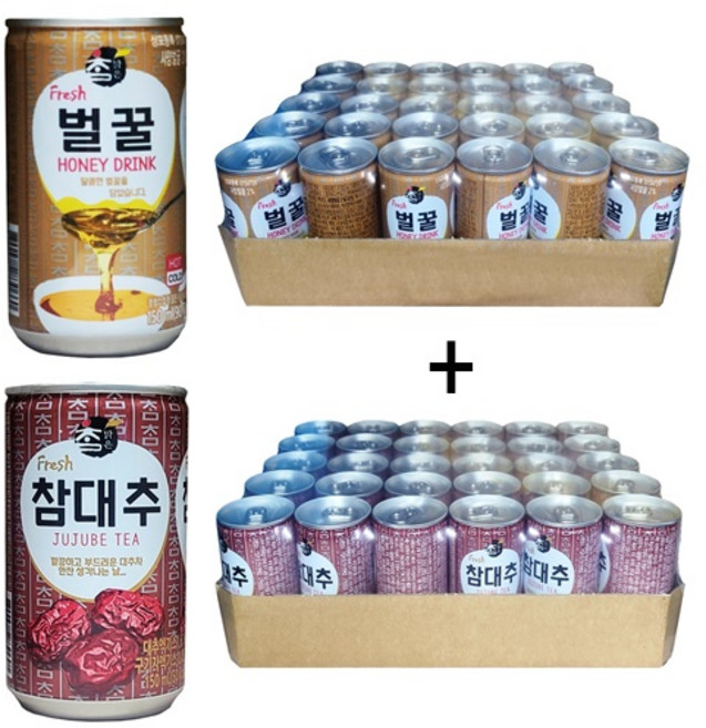 참맑은 벌꿀(30캔) + 참맑은 참대추(30캔) 150ml x 60캔, 60개, 1개입