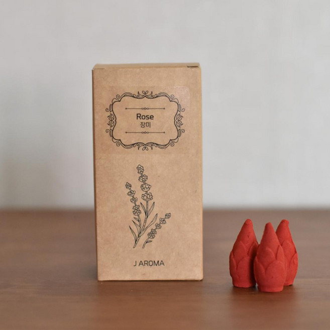 제이아로마향 백플로우 인센스 콘 향 태국 아로마 향초 역류향 콘, 45g, 1개, 장미