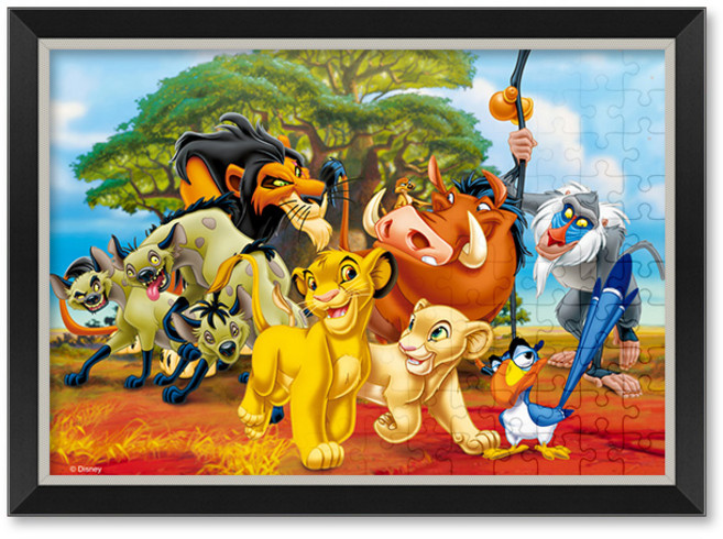 라이온 킹 (오버사이즈) 직소 퍼즐+액자 세트 디즈니 애니메이션 100피스, 액자색상선택, 1세트