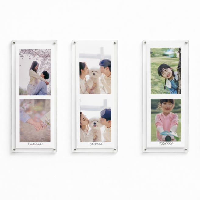 몽이아 2x6 투명 아크릴 자석 냉장고 스탠드 사진 액자 인생네컷 포토이즘 납골당, 자석투명아크릴액자세트(받침대미포함), 3개