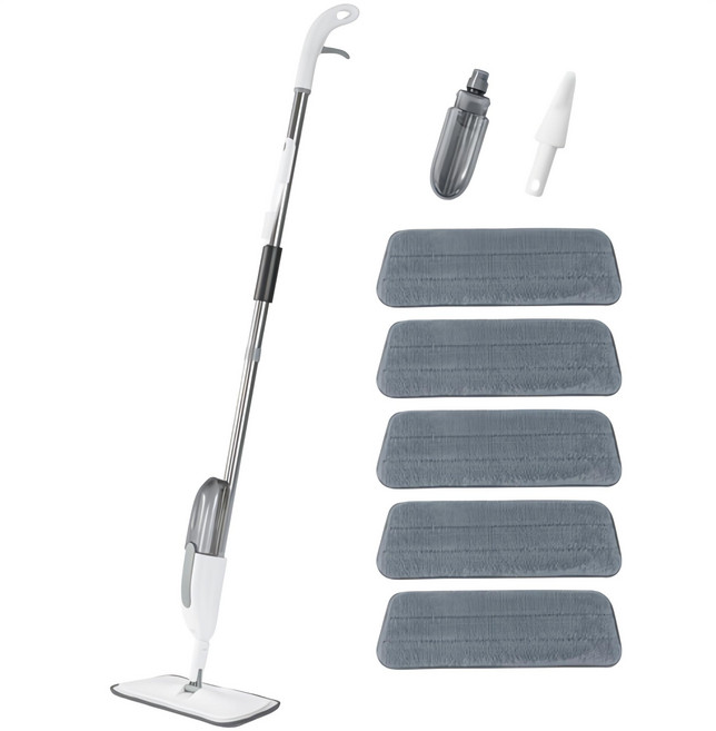 하비티 간편세척 스프레이 밀대걸레 + 극세사 패드 5개 + 스크레이퍼, 1세트