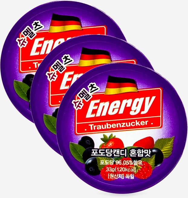 슈멜츠 에너지 포도당캔디 혼합맛 33gx3통 독일산 과일맛 포도당사탕, 33g, 3개