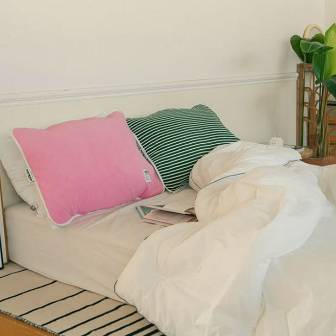 오이코스 밴딩 베개커버 50x70 국산 뒷면누빔 간편교체 부드러운촉감 사계절용 가정용 여행용