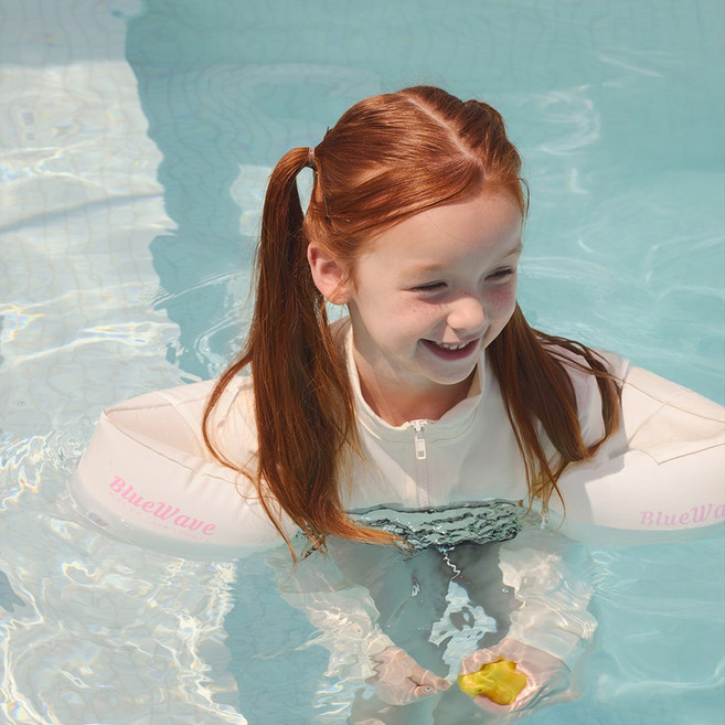 블루웨이브 암튜브 어린이 성인 공용 물놀이 수영 보조 용품 + 수리패치, 화이트 핑크, 1개