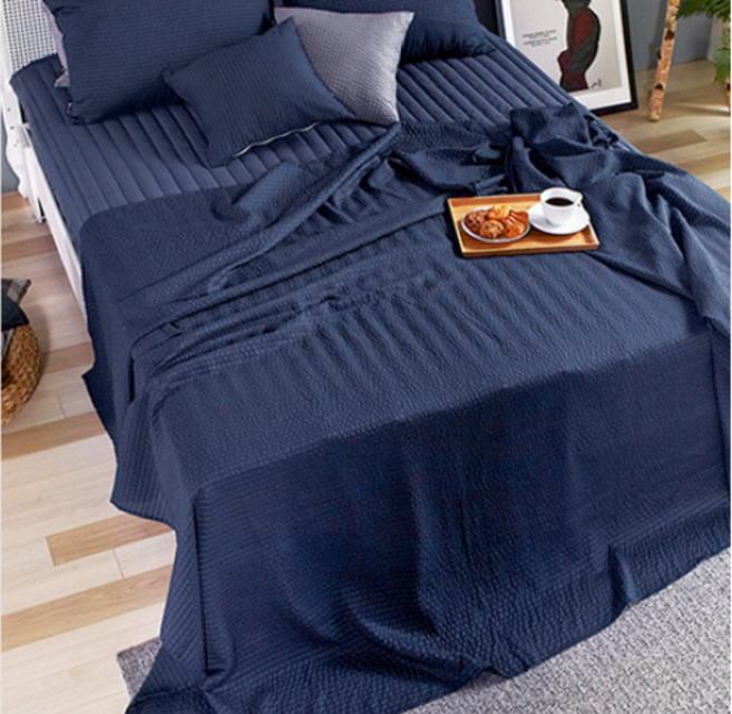 THE 시원해 쿨 감촉 시어서커 홑이불 S/SS, 솔리드 네이비