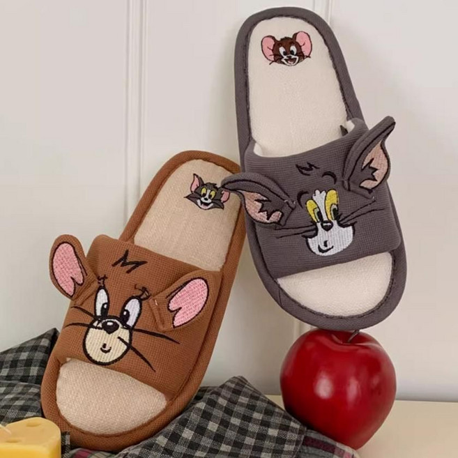 톰과제리 여름 실내화 남녀공용 거실화 커플 귀여운 캐릭터 실내 슬리퍼 집들이 선물, 38-39, 제리, 1개