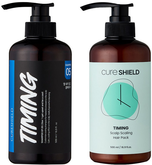 큐어실드 타이밍 EP05 & 두피 스케일링 탈모 헤어팩 더위타파 세트, 1세트