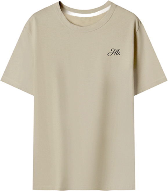 하바우 남여공용 베이직 로고 자수 반팔 티셔츠