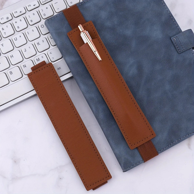 다꾸용 2026년 다이어리 가죽 펜슬홀더 볼펜꽂이 밴드형, 1개, 브라운