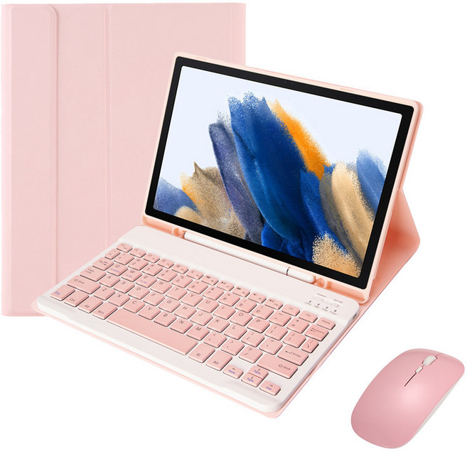 GATETOCN 적용 갤럭시 한글각인 키보드 케이스+ 마우스, 핑크, 갤럭시 탭 A7 10.4 T500