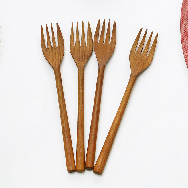 딱다구리 티크나무 디저트 파스타포크, 1개, 우드