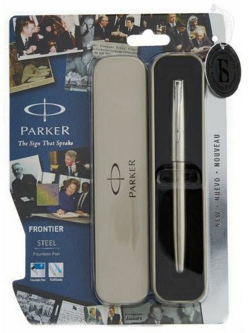 뽀띠나 PARKER 파카 만년필 금 골드 GT 프론티어 실버 클래식 고급 정품 펜촉 잉크 펜 필기구 졸업 입학 취업 축하 생일 선물 서명 펜슬 캘리그라피 명품펜 세필 빈티지, 실버 만년필