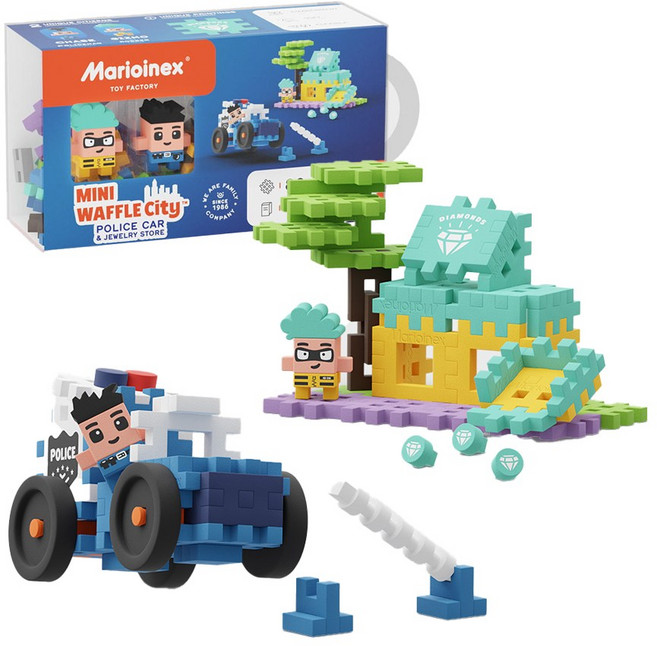 마리오넥스 미니와플 소프트 블록 퍼즐, 경찰차와 보석가게 80pcs, 1개