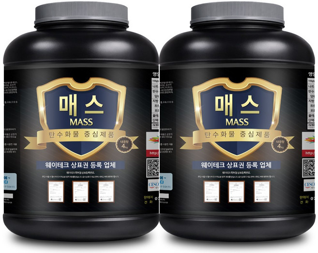 웨이테크 매스 슈퍼칼로리 살찌는보충제 체중증가 탄수화물 헬스보충제/ Super Calorie, 4kg, 2개