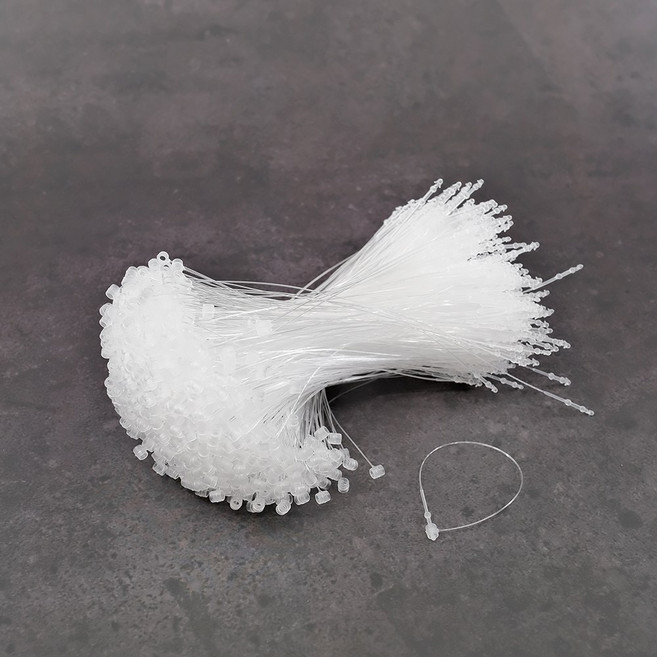 kimspp 투명 택끈(중) 13cm 약1000개입 택고리 라벨끈 상표끈 택끈 실고리, 1개, 투명택끈 중(13cm)