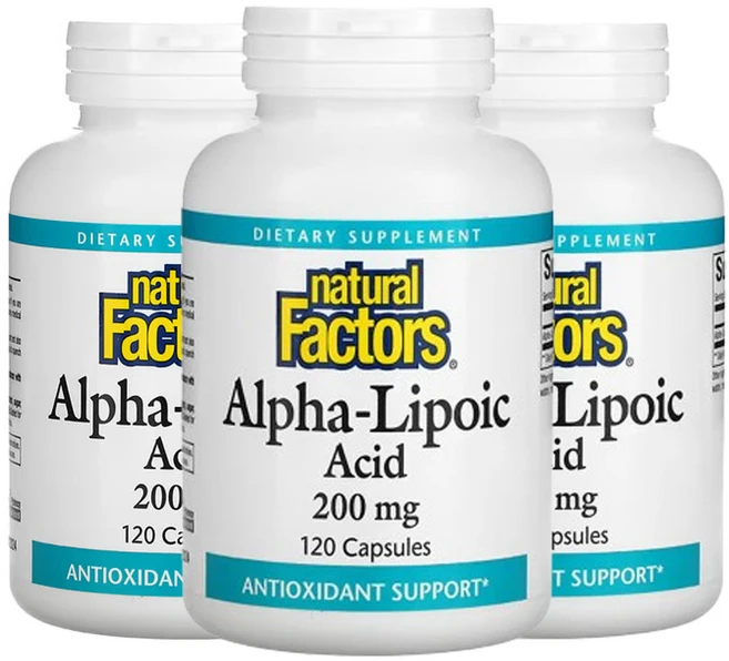 네추럴팩터스 알파리포산 200mg 캡슐 120정, 3개 - 쿠팡