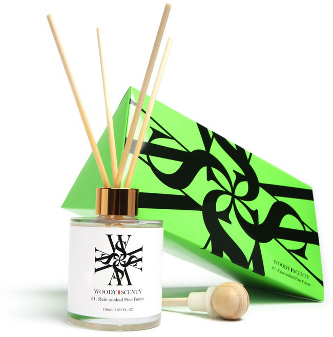 우디센티 프리미엄 천연 디퓨저 세트 (디퓨저+리드스틱+우드볼), 1개, 150ml, #1. 비 내린 후 촉촉한 소나무숲