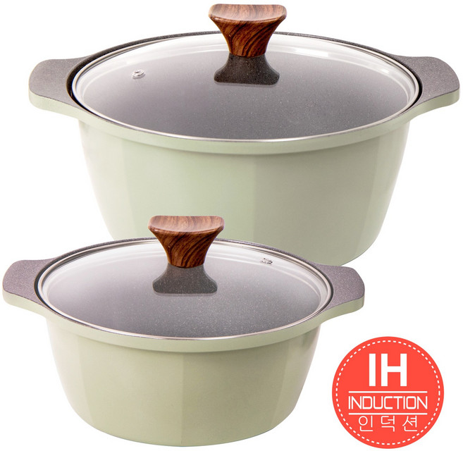 캡스톤 글램레트로 인덕션냄비세트 2종 양수 20 24cm 올리브, 20양수+24양수 인덕션겸용, 1세트