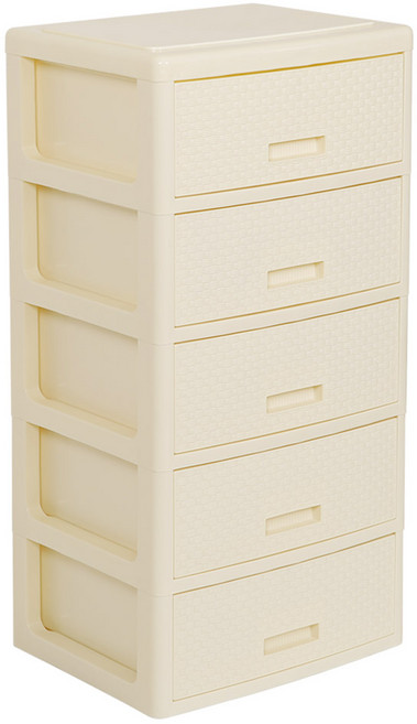 4536 5단 라탄 서랍장 플라스틱서랍장 수납장, 아이보리