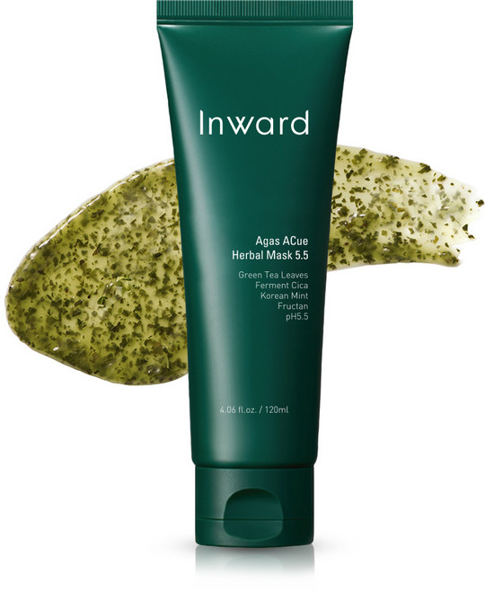 인워드 아가스 아큐 허벌 마스크 5.5 120ml 민감성 여드름 피부 홍조 진정 녹차모공팩, 1개, 1개입