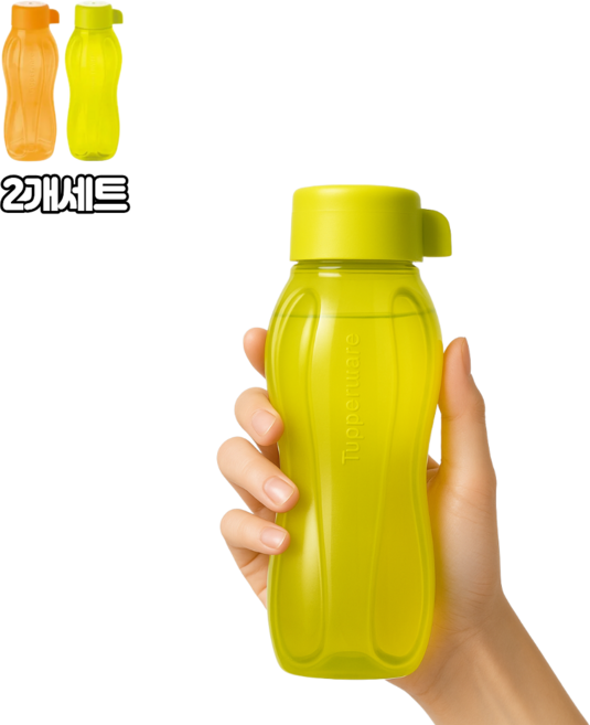 타파웨어 휴대용물통 핸드백사이즈 외출 나들이 학교 어린이집, 2개, 300ml, 주황색&노랑색