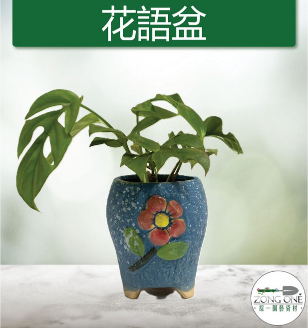 綜一園藝 花語陶盆 - 中國風園藝植栽 小陶盆 仙人掌多肉花器, 1個