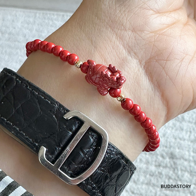 용귀 액막이 경면주사 팔찌 재물운 금전운 빨간 구슬 염주
