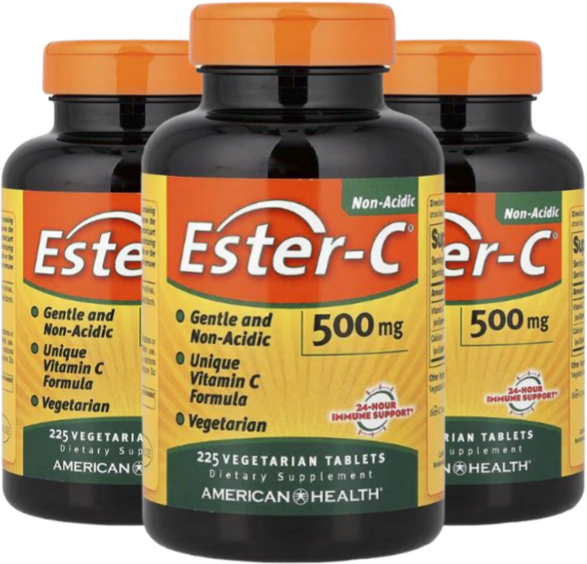 [2+1] 아메리칸 헬스 아스코르브산 에스터 C 500mg 베지 정제 225정 / 해외직구 미국정품, 3개