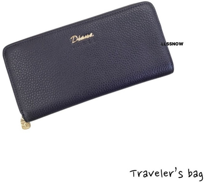 Diana 黛安娜真皮單拉鍊長夾 小款 深紫色 多功能收納皮夾