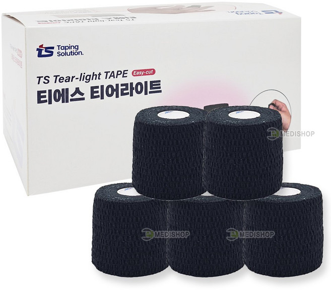 티어라이트 5cm x 7m 블랙 볼링테이프 볼링테이핑 볼링용품 볼링손가락테이프 뮬러 엠랩 엠테이프 스포츠테이프, 5개, 1롤